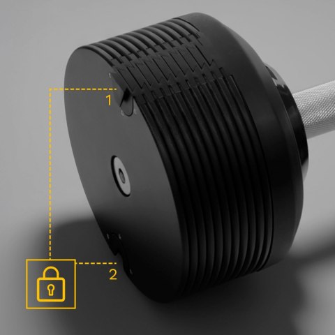 Hantel żeliwny regulowany automat 36 kg, skok co 1kg, REBEL ACTIVE