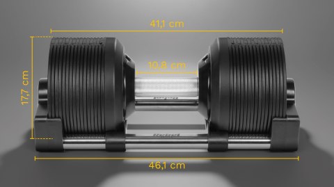 Hantel żeliwny regulowany automat 36 kg, skok co 1kg, REBEL ACTIVE