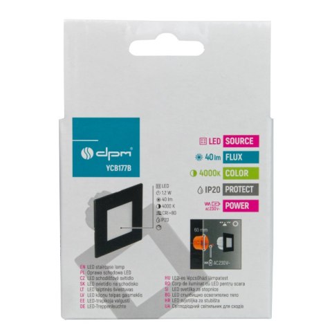 Oprawa LED schodowa, kwadratowa, czarny mat DPM