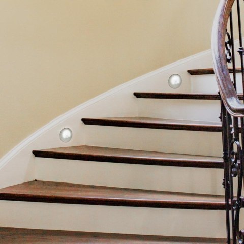 Oprawa LED schodowa z czujnikiem ruchu, okrągła, srebrna DPM