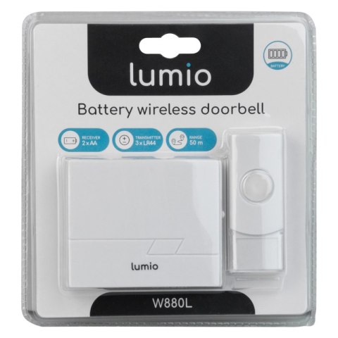 Dzwonek bezprzewodowy bateryjny, biały, LUMIO