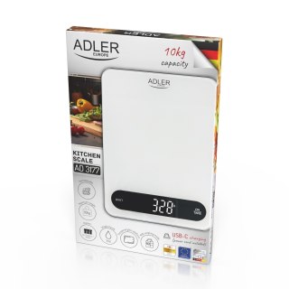Adler Waga kuchenna 10 kg | ładowalna przez USB-C | dokładność 1 g
