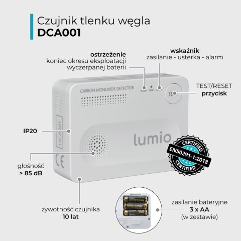 Czujnik czadu, autonomiczny, bateryjny, LUMIO