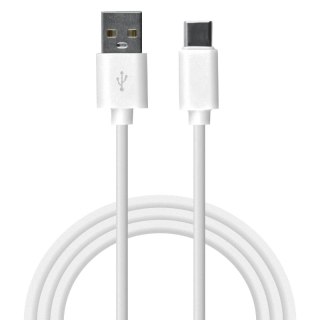 Przewód USB A - C, biały, 2 m