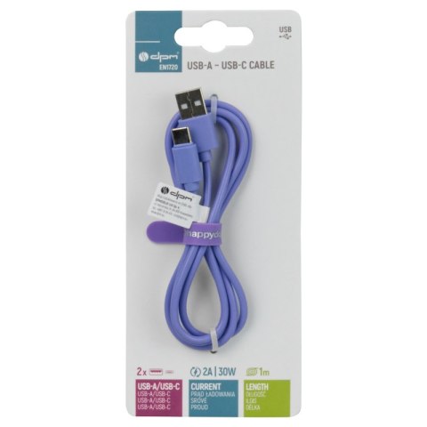Przewód USB A - C, fioletowy, 1 m