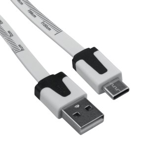 Przewód USB A - C z miarką, biały, 1 m