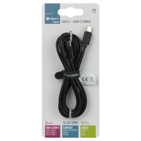 Przewód USB C - C, czarny, 2 m