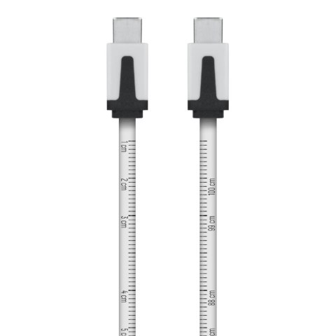 Przewód USB C - C z miarką, biały, 1 m