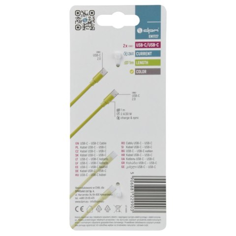 Przewód USB C - C, żółty, 1 m