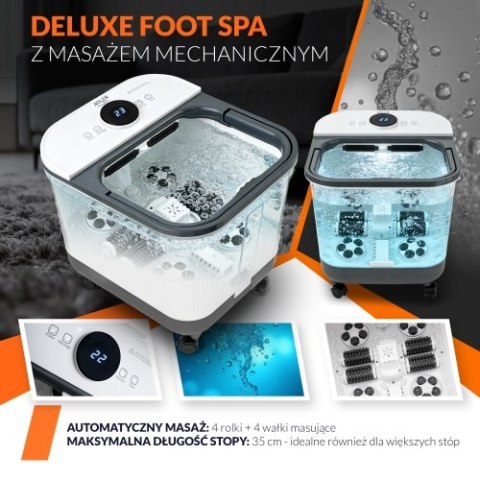 Adler Deluxe Hydromasażer do stóp z masażem mechanicznym | 4 rolki + 4 wałki | Podgrzewanie wody 48°C | 16,7 L |