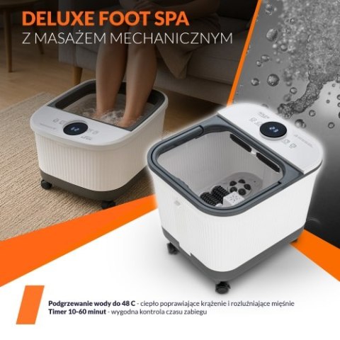 Adler Deluxe Hydromasażer do stóp z masażem mechanicznym | 4 rolki + 4 wałki | Podgrzewanie wody 48°C | 16,7 L |