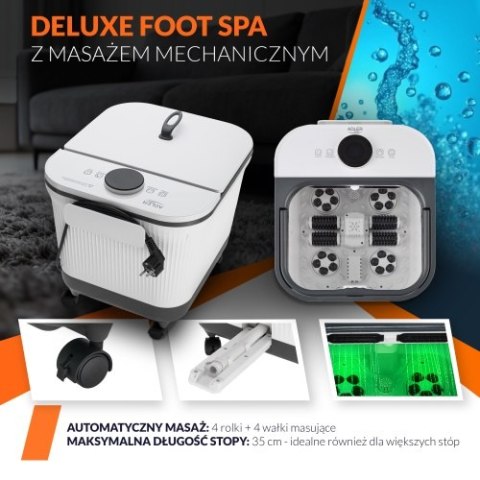 Adler Deluxe Hydromasażer do stóp z masażem mechanicznym | 4 rolki + 4 wałki | Podgrzewanie wody 48°C | 16,7 L |