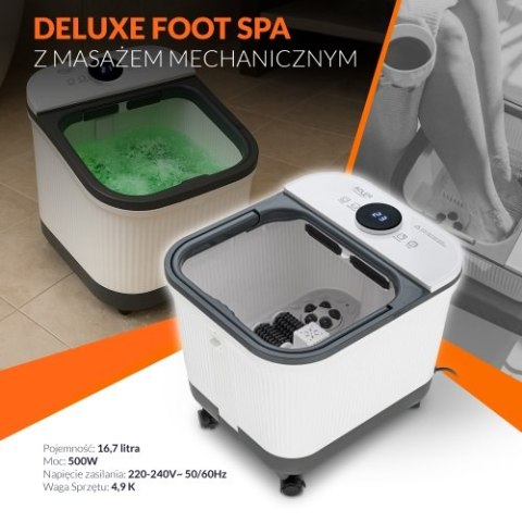 Adler Deluxe Hydromasażer do stóp z masażem mechanicznym | 4 rolki + 4 wałki | Podgrzewanie wody 48°C | 16,7 L |