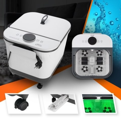 Adler Deluxe Hydromasażer do stóp z masażem mechanicznym | 4 rolki + 4 wałki | Podgrzewanie wody 48°C | 16,7 L |