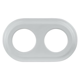 Ramka podwójna ceramiczna, VINTAGE, biała