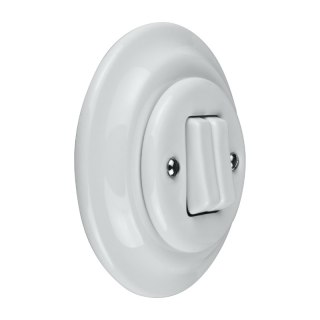 Włącznik podwójny ceramiczny podtynkowy, VINTAGE, biały