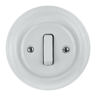 Włącznik pojedynczy ceramiczny podtynkowy, VINTAGE, biały