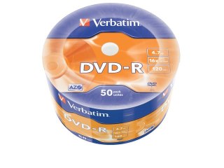 DVD-R VERBATIM 4.7GB X16 MATT SILVER WRAP (SPINDLE 50)