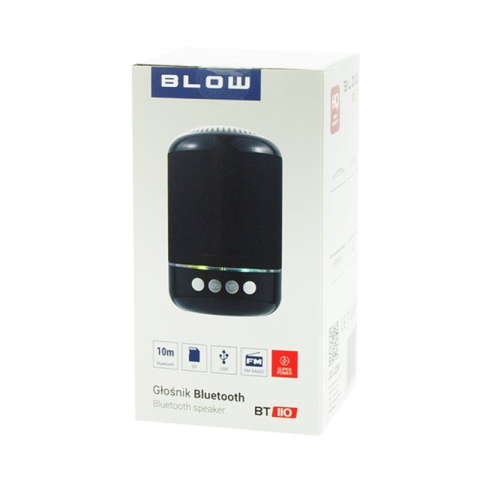 Blow BT110 Głośnik Bluetooth 5W FM, mikrofon, wejście AUX, USB i czytnik kart micro SD Blow BT110 Głośnik Bluetooth 5W FM, mikrofon, wejście AUX, USB i czytnik kart micro SD