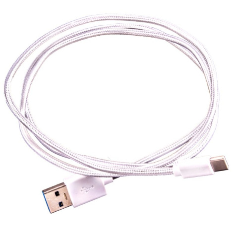 Przewód fast charging, USB 3.1, kabel wtyk USB typ A - wtyk USB typ C w białym oplocie 1m Przewód fast charging, USB 3.1, kabel wtyk USB typ A - wtyk USB typ C w białym oplocie 1m