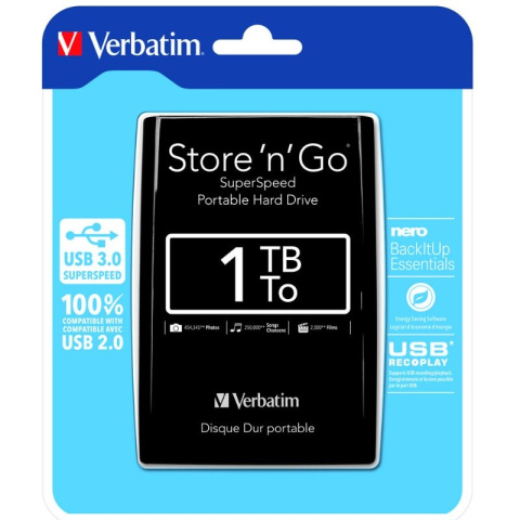Verbatim przenośny dysk twardy zewnętrzny USB 3.0 1TB Store 'n' Go Verbatim przenośny dysk twardy zewnętrzny USB 3.0 1TB Store 'n' Go