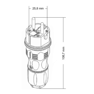 KEL Extrem Przenośna wtyczka gumowa z uziemieniem czarno-czerwona 16A 230V IP54 WT-54