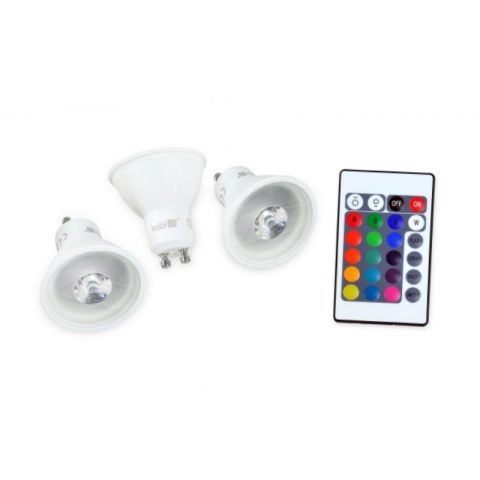 Żarówki LED SMD GU10 RGB 3W 200lm + Pilot