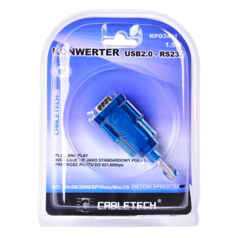 Konwerter adapter kabel przewód USB 2.0 - RS232 (DB9M) Konwerter adapter kabel przewód USB 2.0 - RS232 (DB9M)