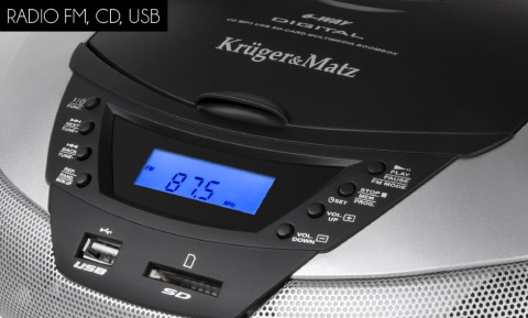 KrugerMatz KM3902 Boombox z CD, SD, USB, radio FM KrugerMatz KM3902 Boombox z CD, SD, USB, radio FM