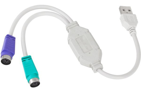 Przejście, adapter na przewodzie z PS2 (2x Gniazdo) na USB (wtyk)