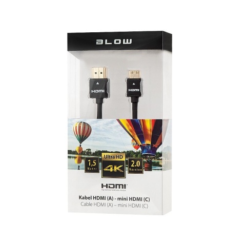 Blow przewód, kabel HDMI - MINI HDMI PROFESSIONAL 4K 2.0 prosty 1,5M Blow przewód, kabel HDMI - MINI HDMI PROFESSIONAL 4K 2.0 prosty 1,5M