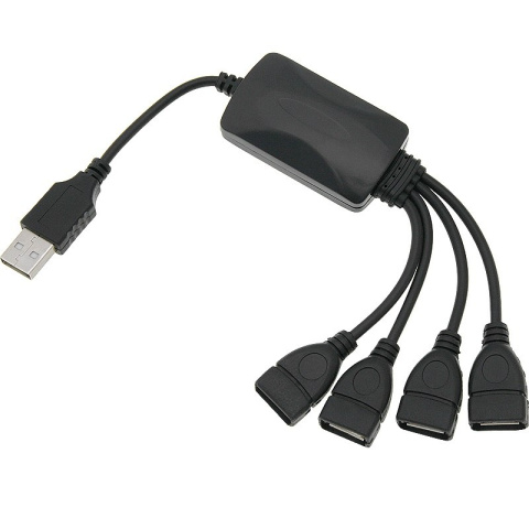 HUB USB 2.0, 4 portowy, na przewodzie, czarny HUB USB 2.0, 4 portowy, na przewodzie, czarny