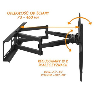 LTC LXLCD78 uchwyt ścienny uniwersalny do LCD/LED/Plazma TV 32"-65" z regulacją w poziomie oraz pionie z wysięgnikiem