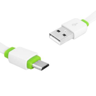 Przewód USB 2.0 Quick & Fast Charge 2,1A, kabel wtyk USB typ A - wtyk micro USB płaski 2M biały MY-450