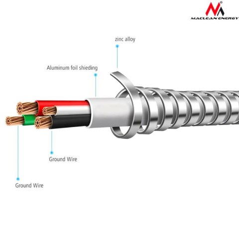 Maclean Quick & Fast Charge przewód USB 2.0, kabel wtyk USB typ A - wtyk micro USB w metalowym oplocie 1M