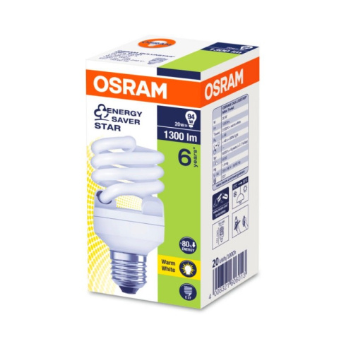 Osram Dulux Twist Świetlówka kompaktowa 20W E27 2700K 1300LM spirala ciepło biała