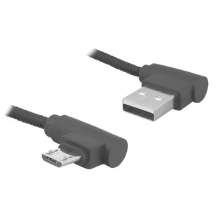 LTC przewód USB 2.0, kabel USB typ A - micro USB oplot 2m czarny kątowy