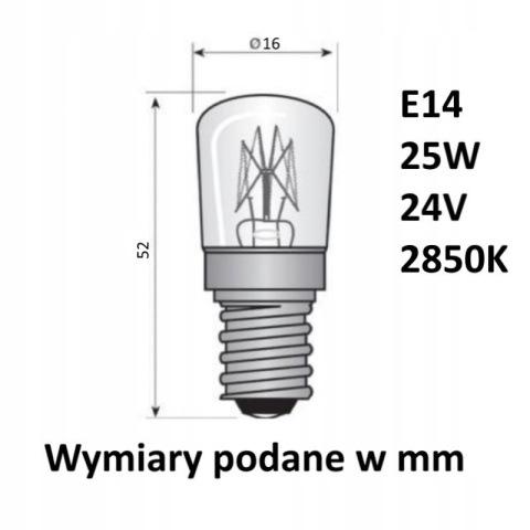 Żarówka niskonapięciowa do bramy garażowej E14 25W 24V pigmy