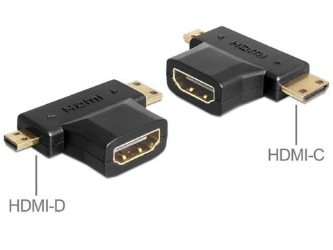 ADAPTER HDMI(F)->HDMI MINI(M)+HDMI MICRO(M) CZARNY DELOCK ADAPTER HDMI(F)->HDMI MINI(M)+HDMI MICRO(M) CZARNY DELOCK