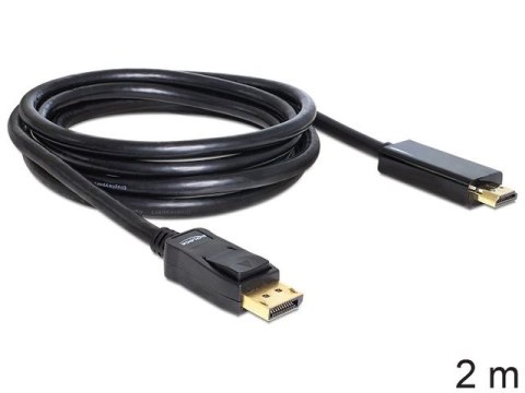 KABEL DISPLAYPORT(M) V1.1->HDMI(M) 2M CZARNY GOLD DELOCK KABEL DISPLAYPORT(M) V1.1->HDMI(M) 2M CZARNY GOLD DELOCK