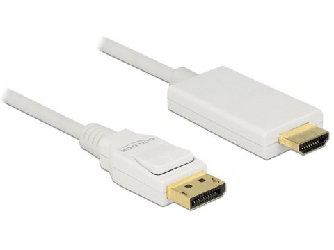 KABEL DISPLAYPORT(M) V1.2A->HDMI(M) 2M 4K BIAŁY DELOCK