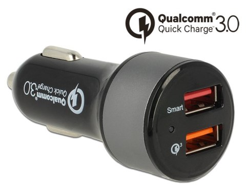 ŁADOWARKA SAMOCHODOWA ZAPALNICZKA NAVILOCK 2X USB 3A 12V/24V QUCIK CHARGE 3.0 CZARNA