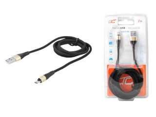 LTC przewód, kabel USB - micro USB, oplot, 2M, czarny