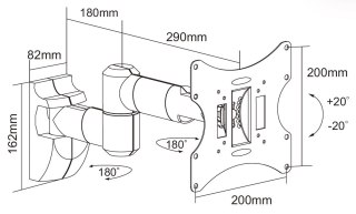 Uchwyt do ściany 13-42 cali srebrny LCD-UCH0043